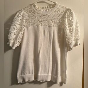 CeCe White Blouse/Top with Beautiful Designs